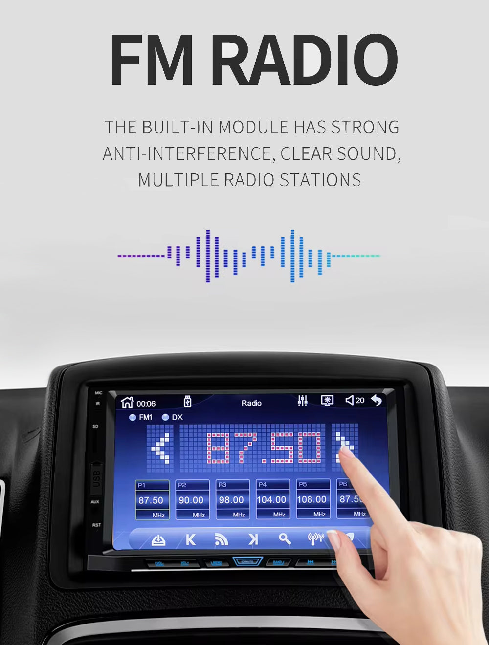 7" Wired CarPlay Android Auto Head Unit Physical Buttons