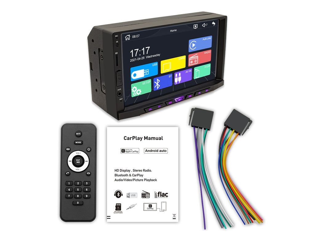 7" Wired CarPlay Android Auto Head Unit Physical Buttons