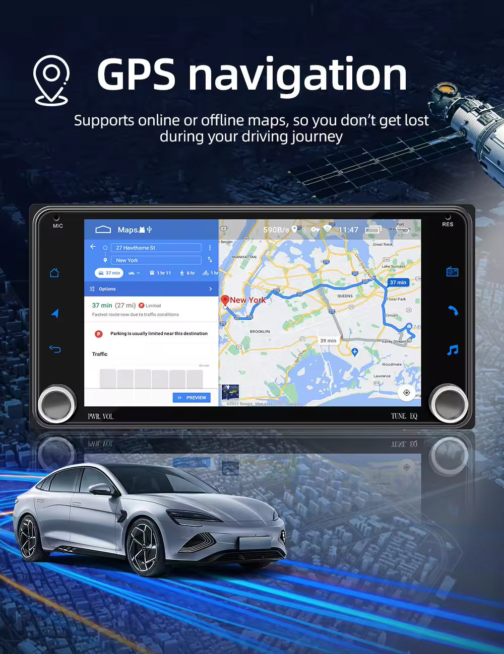 For Toyota 7" Car Stereo with Wireless CarPlay, Android Auto, Rotary Volume Wheel – 2GB RAM, 64GB Storage