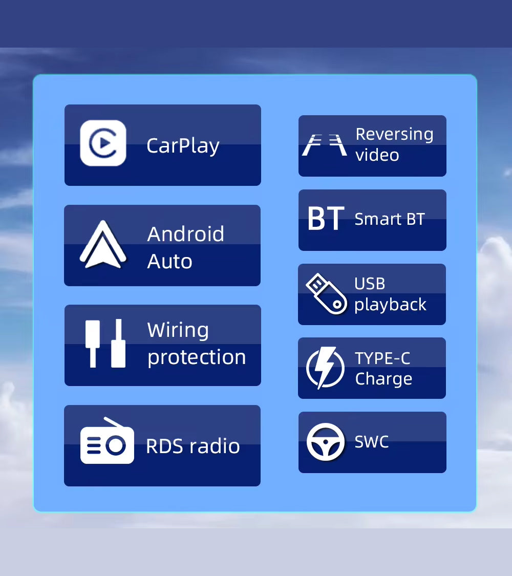 6.86" Single Din Wireless CarPlay Android Auto Rotary Volume Wheel