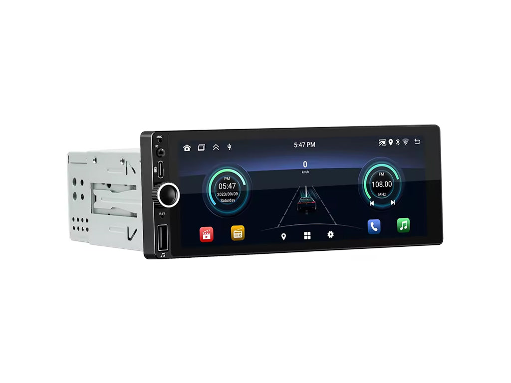 6.86" Single Din Wireless CarPlay Android Auto Rotary Volume Wheel