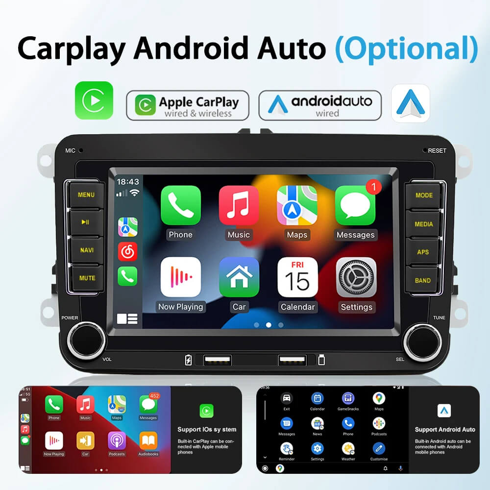 For VW 7" Android Car Stereo CarPlay Android Auto 2GB Ram 64GB Rom