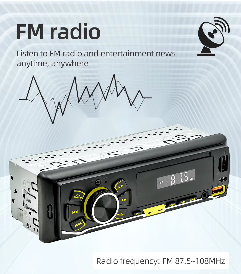 Single Din Car MP3 Player with Bluetooth Full NZ Radio