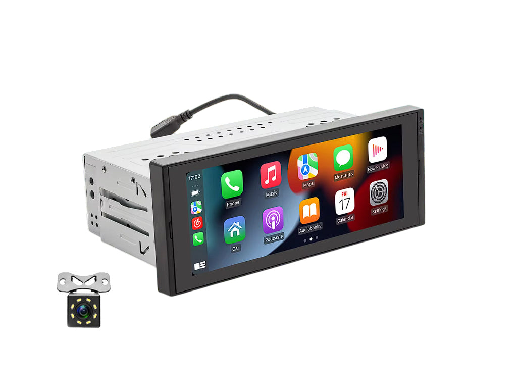 6.86" Single Din Wireless CarPlay Android Auto with 8 LED Camera