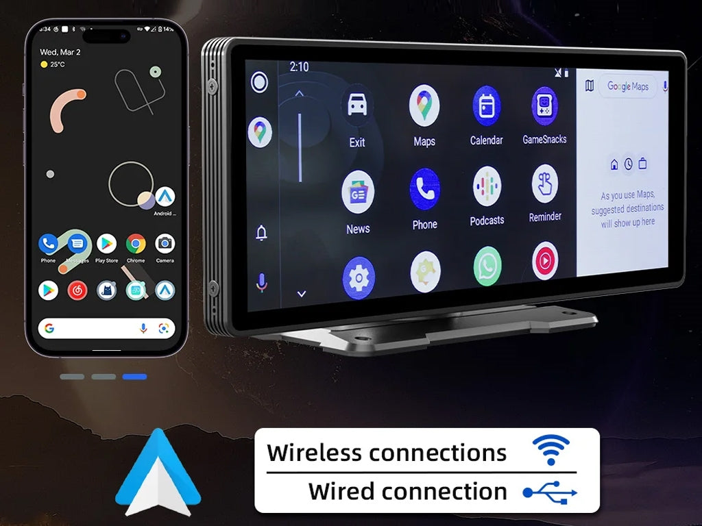 10.26" Portable CarPlay Android Auto Display - Type-C Power