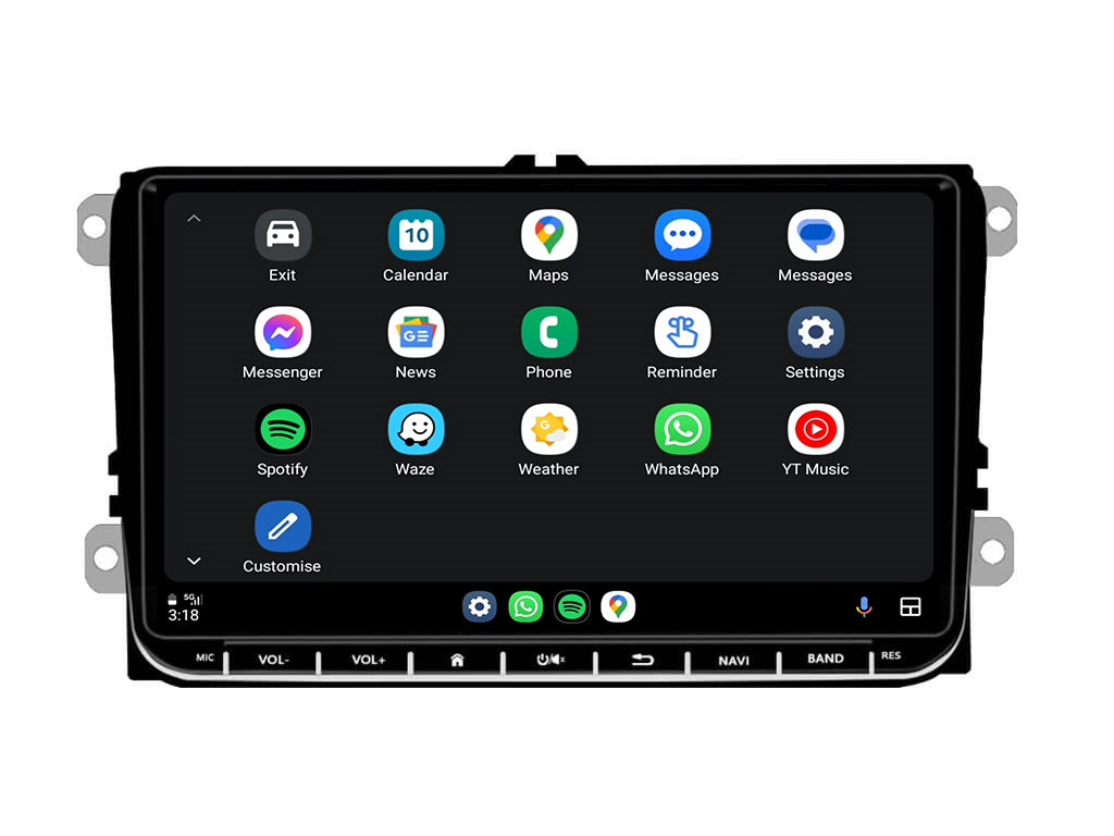 9" For VW Wireless CarPlay Android Auto + Microphone and External Fan