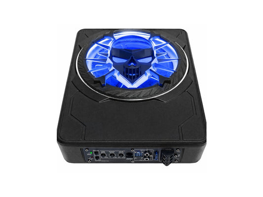 10" 800W Blue LED Skull Active Under Seat Car Subwoofer