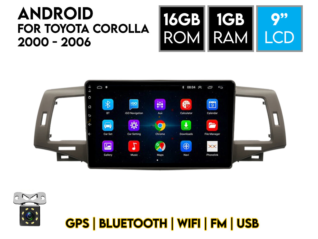 For 2000 - 2006 Toyota Corolla 9" Android Car Stereo