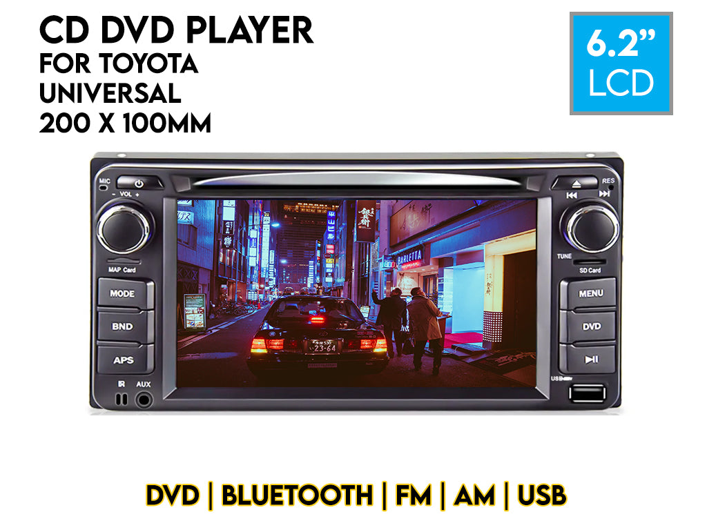 6.2" For Toyota Size Bluetooth CD DVD Player
