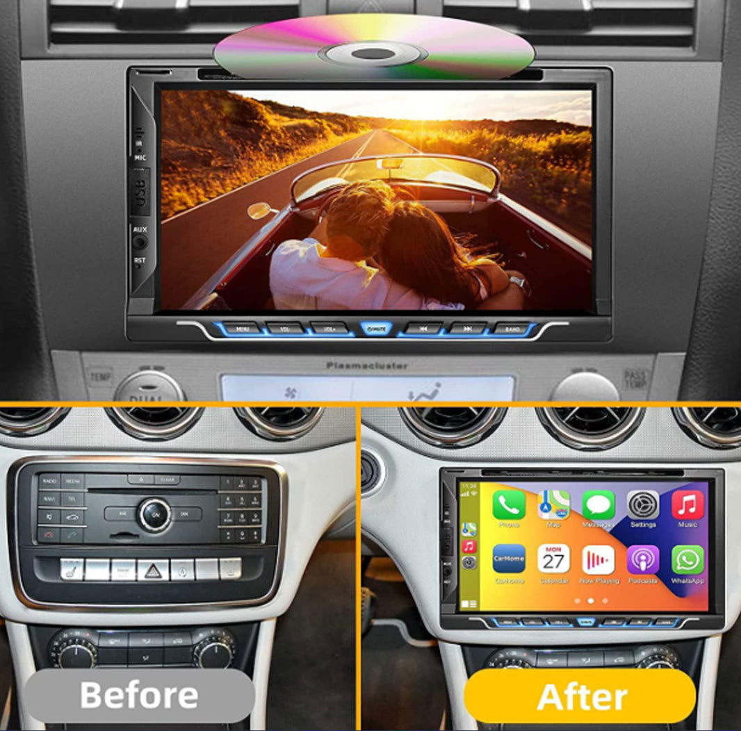 6.2" 2-Din CD/DVD Car Stereo - Wireless CarPlay & Android Auto, NZ FM Radio