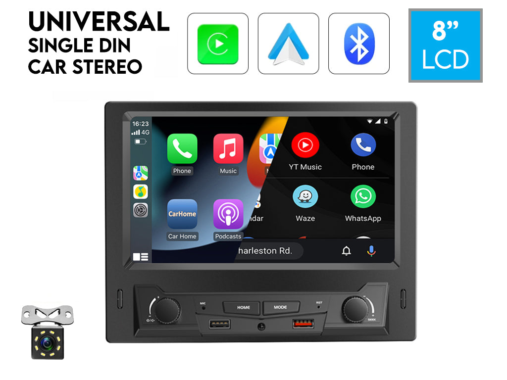 8" IPS Single Din Wireless CarPlay Android Auto Car Stereo