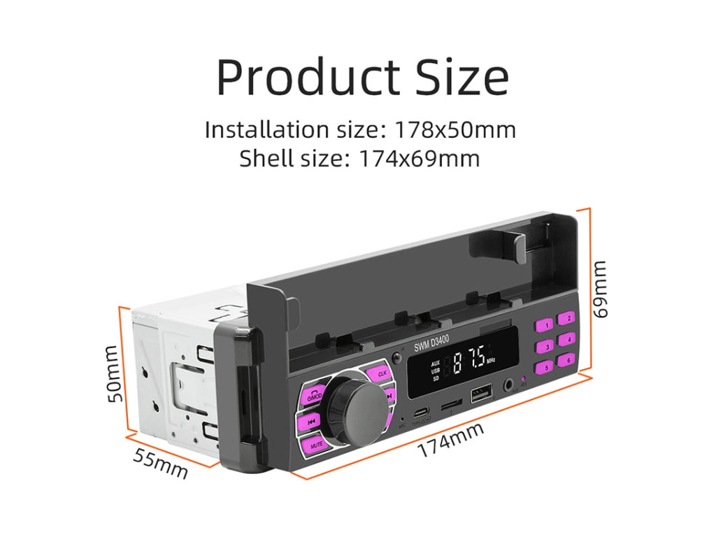 Single Din Car Stereo BT with Built In Phone Holder