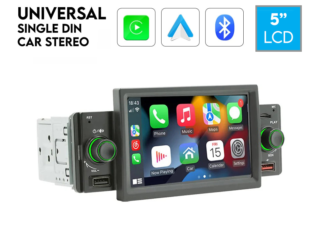 5" Single Din Car MP5 Wireless CarPlay Android Auto
