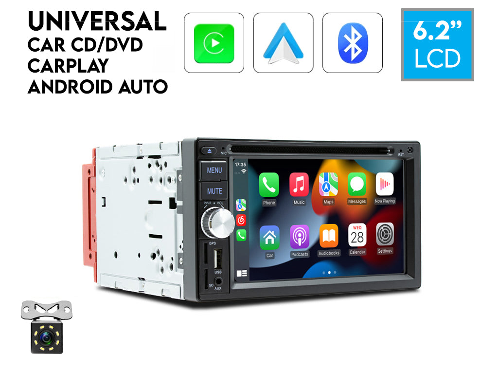 6.2" Wired CarPlay Android Auto CD DVD Player