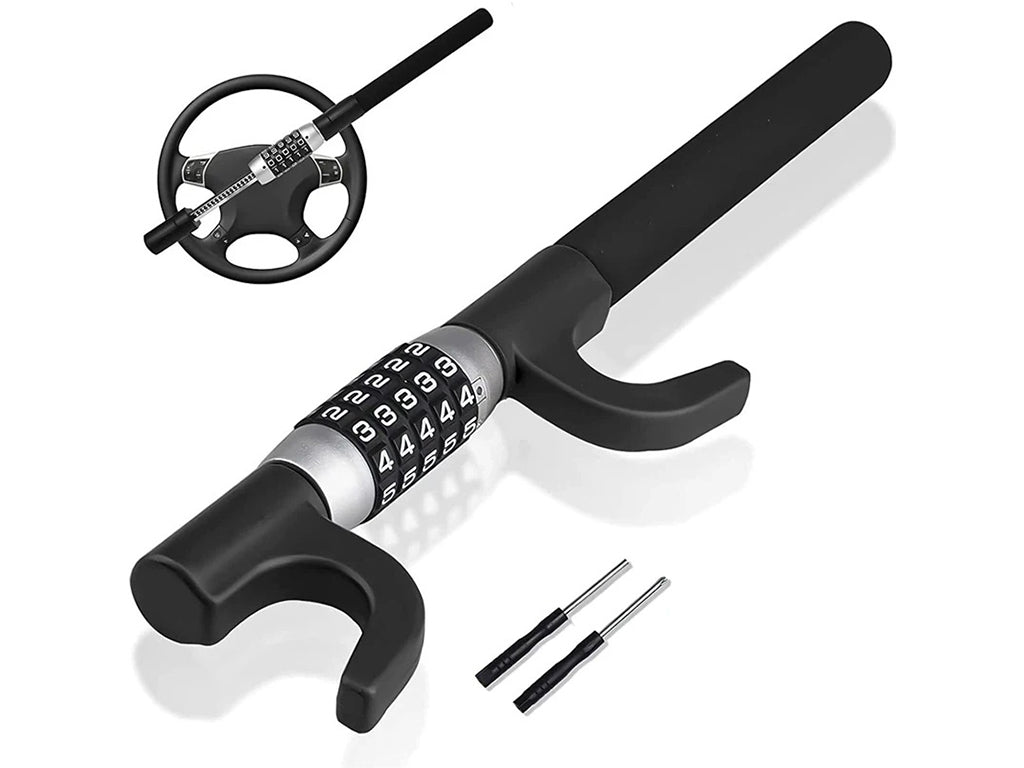 Car Steering Wheel Combination Lock - Black